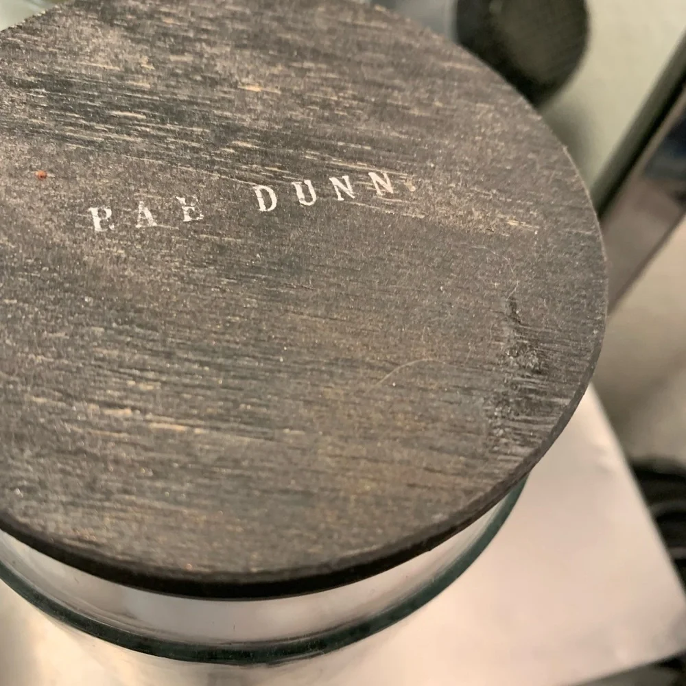 Rae Dunn trendy set of glass storage bathroom containers